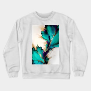 Turquoise Leaves - Abstract Alcohol Ink Resin Art Crewneck Sweatshirt